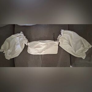 PrettyLittleThing White Bandeau With Ruffled Sleeves Women’s Size 8